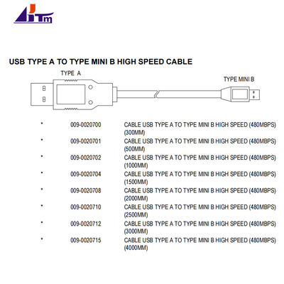 009-0020701 NCR 6683 6687 2062 2064 Cable Assy USB Type A To Type Mini B 500mm